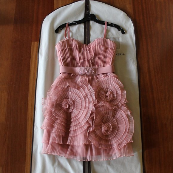 Silk BCBG Pink Dress - Silk Rosette Dress - Picture 2 of 6